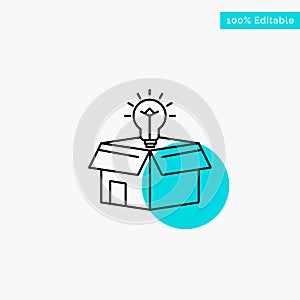 Box, Business, Idea, Solution, Bulb turquoise highlight circle point Vector icon