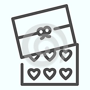 Box of candies line icon. Chocolate box vector illustration isolated on white. Candy box outline style design, designed