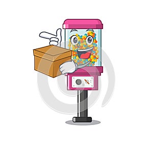 With box candy vending machine in a cartoon