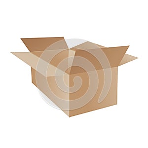 Box. Cardboard box mockup. Mail container. Brown recycling cardboard delivery box or postal parcel packaging, realistic