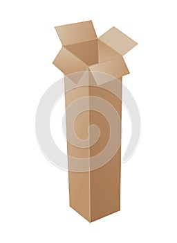 Box. Cardboard box mockup. Mail container. Brown recycling cardboard delivery box or postal parcel packaging, realistic