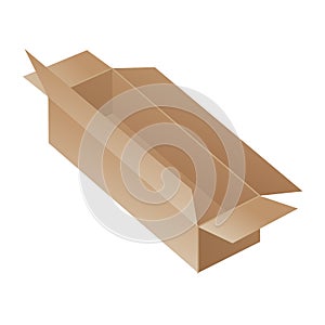 Box. Cardboard box mockup. Mail container. Brown recycling cardboard delivery box or postal parcel packaging, realistic