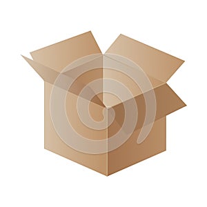 Box. Cardboard box mockup. Mail container. Brown recycling cardboard delivery box or postal parcel packaging, realistic