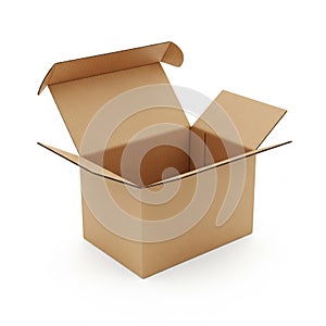 Box Cardboard open flaps on white background