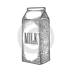 Box carton package with text milk.