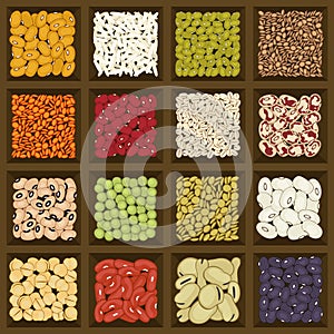 Box of cereals and legumes