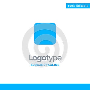 Box, Checkbox, Unchecked Blue Solid Logo Template. Place for Tagline