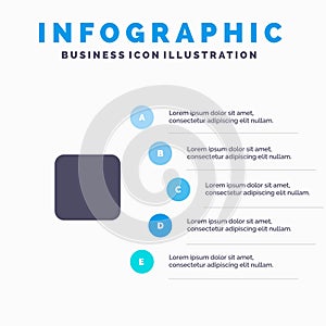 Box, Checkbox, Unchecked Solid Icon Infographics 5 Steps Presentation Background
