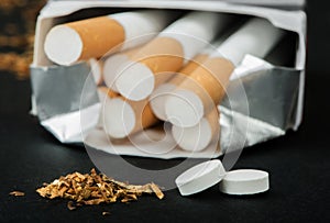 Box of cigarettes close up