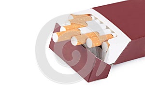 Box cigarettes isolated on a white