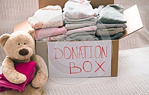 Box with clothes for charity