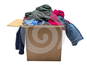 Box Of Clothing Isolated On White photo