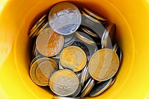 Box of coins russian rubles.
