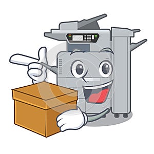 With box copier machine isolated in the cartoon