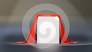 Box covered with red cloth. 3D rendering