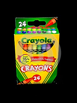 Box of Crayola Crayons on a black backdrop