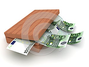 Box and currency Euro. 3D