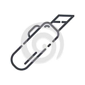 Box cutter line icon isolated on white transparent background