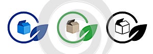 Box delivery cardboard logistics eco environmental friendly circle leaf sustainable cargo transport icon symbol