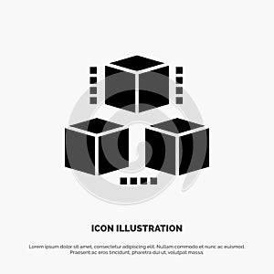 Box, Delivery, Computing, Shipping Solid Black Glyph Icon