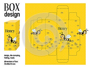Box design love, die-stamping, folding, ready, dimensions 73x180x73 mm - honey