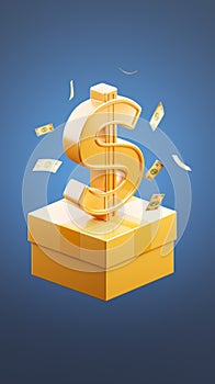 box features prominent money sign symbol 3D rendering packaging