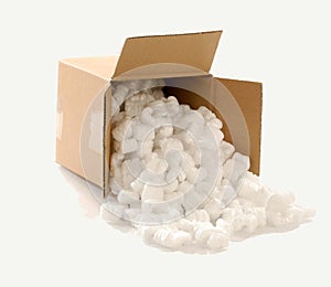 Box filled with packing chips