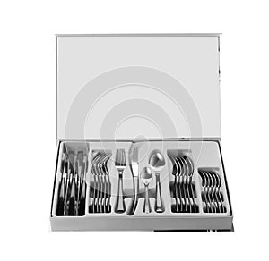 Box with forks, knives and spoons