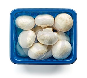 Box of fresh champignons