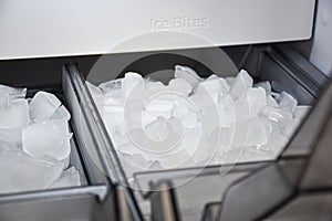 Box full of bites ice in the freezer