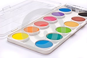 A box full of colorful gouache