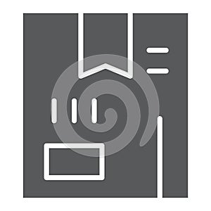 Box glyph icon, parcel and package, cardboard sign, vector graphics, a solid pattern on a white background.