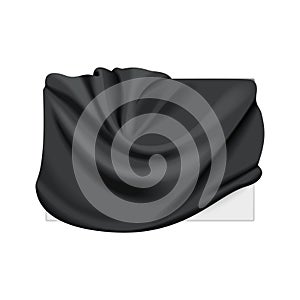 Box hidden with black cloth cover, silk fabric drapery on white board