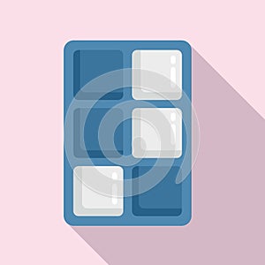 Box ice cube tray icon flat vector. Water container