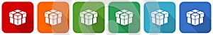 Box icon set, flat design vector illustration in 6 colors options for webdesign and mobile applications