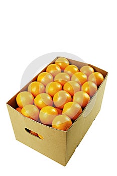 Box of juicy oranges