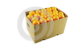 Box of juicy oranges photo