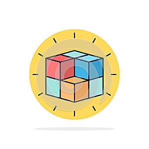 box, labyrinth, puzzle, solution, cube Flat Color Icon Vector