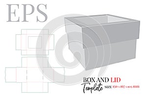 Box and lid template, vector with die cutting