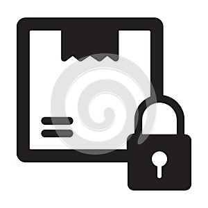 Box, logistic security, lock, secure fully editable vector icon