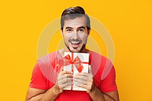 Box man holiday sale gift guy valentine happy christmas birthday celebrate male present surprise