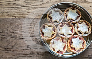 Box with mince pies: top view