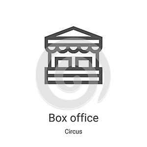 box office icon vector from circus collection. Thin line box office outline icon vector illustration. Linear symbol for use on web