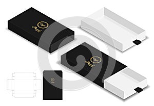 Box packaging die cut template 3D mockup