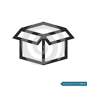 simple black colored Box Packaging Icon Vector Template Flat Illustration Design