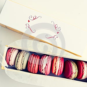 Box of pastel macarons