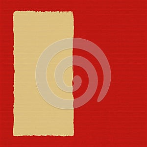 Box on red ribbed handmade paper background