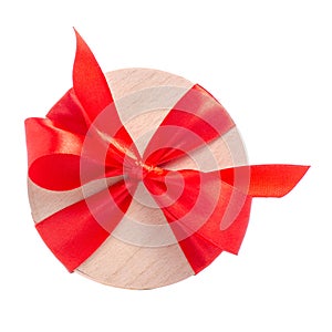 Box with red ribbon bow gift