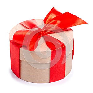Box with red ribbon bow gift