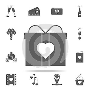 box with ribbon hearts icon. Romance icons universal set for web and mobile